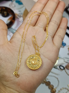 4070-18K金罗盘肖邦项链，罗盘2cm，项链45cm。保真金，不退换！