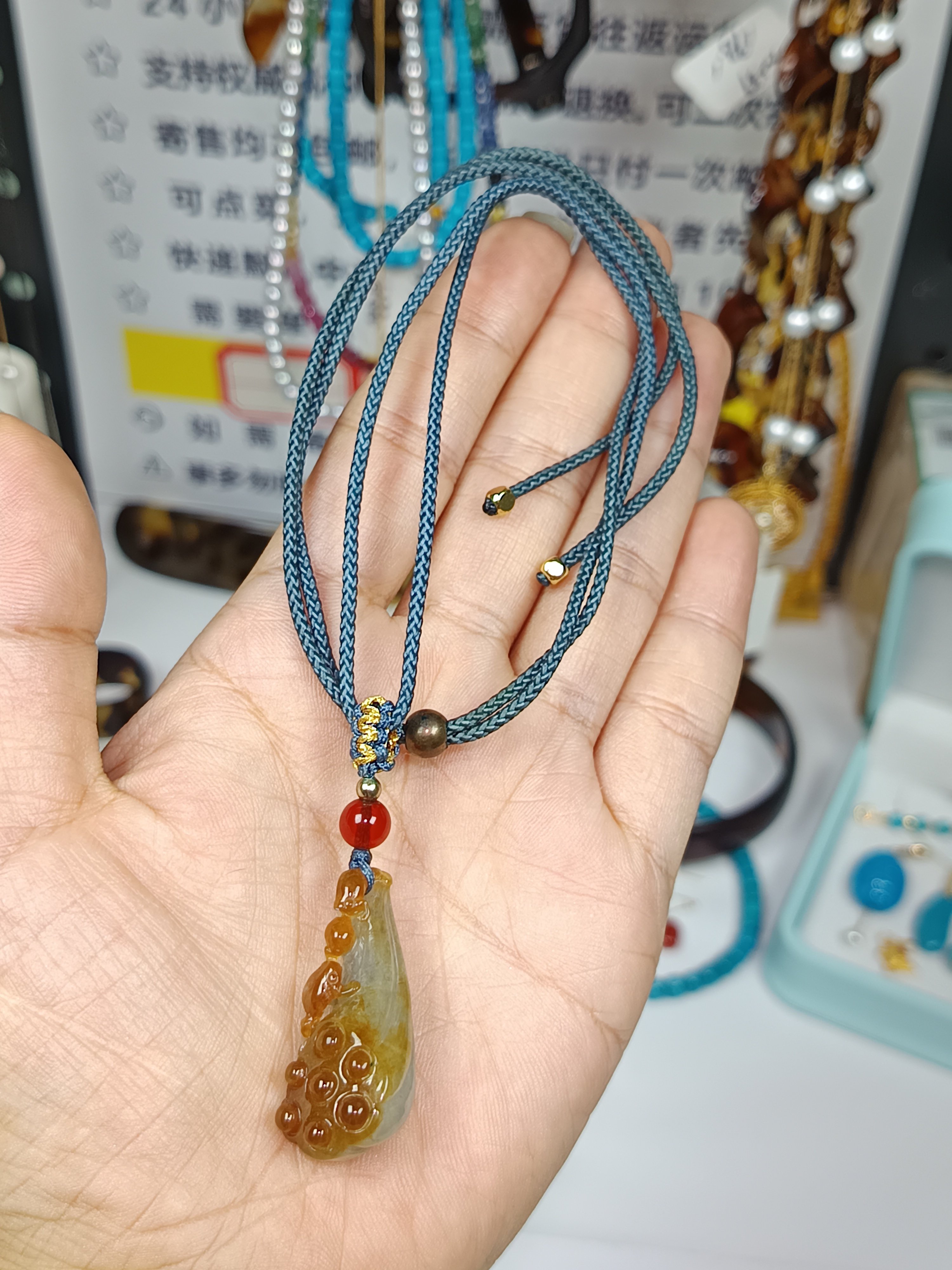4271Y-天然翡翠黄翡金蟾巧项链/吊坠定制