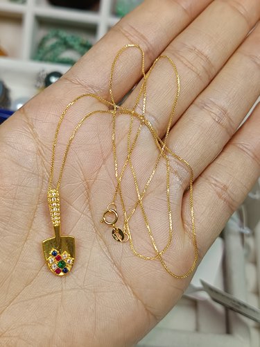 3520-［一口价按件卖］18K金金铲铲肖邦项链，45cm