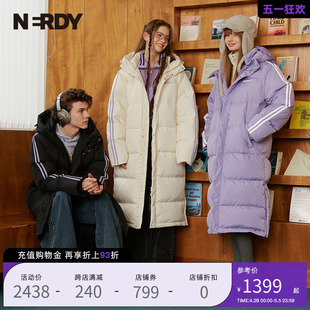 羽绒服女潮 经典 保暖连帽中长款 NY双杠情侣同款 NERDY2023冬季 新品