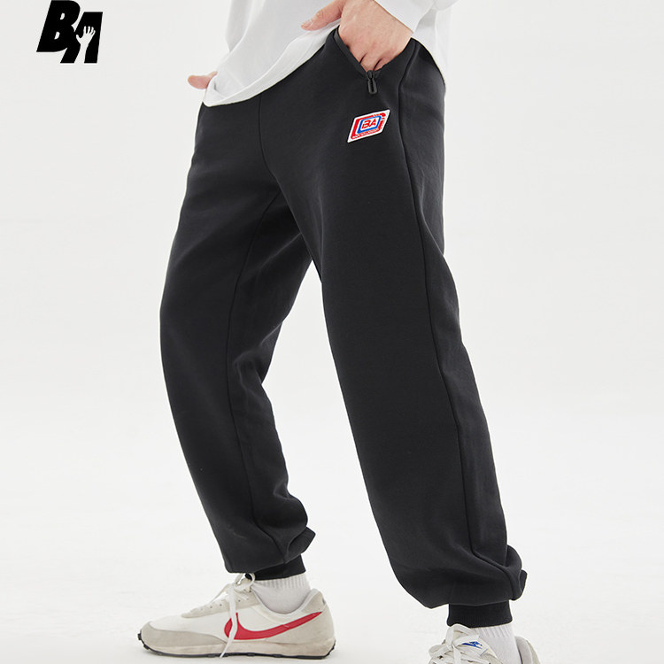 ba百搭纯色休闲裤子舒适宽松运动裤小logo束脚裤