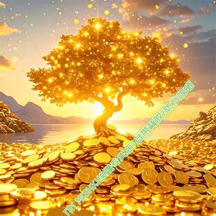 新款金碧辉煌财运发财树贴纸客厅玄关装饰贴纸卧室衣柜防水自粘贴