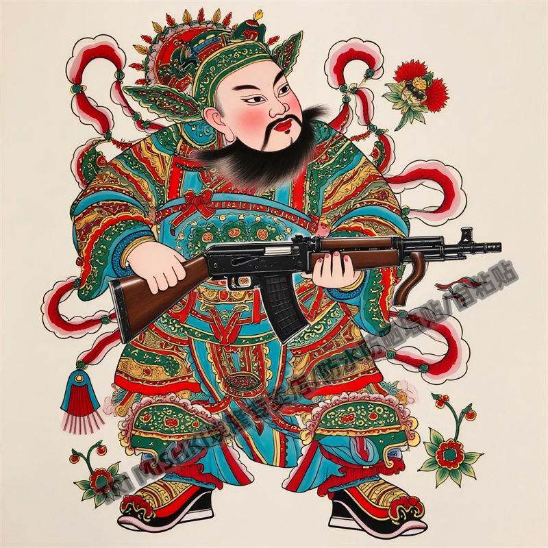 国潮个性门神搞笑创意贴纸冰箱衣柜装饰贴纸墙面门窗防水自粘贴