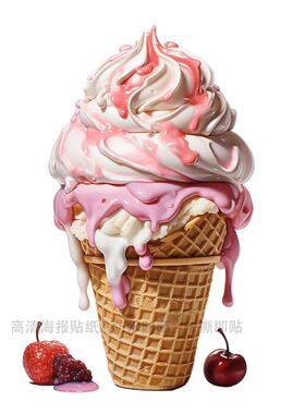 系水果脆皮雪糕系列海报墙贴甜品店装饰贴画防水儿童房贴纸潮