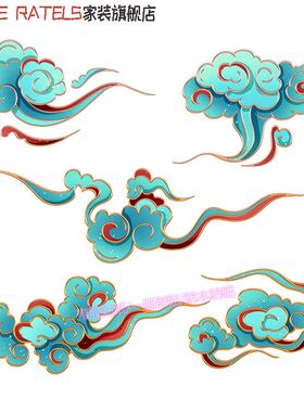 古风祥云自贴画古典云彩家居云纹云朵彩云贴花墙上装饰画玄关贴纸