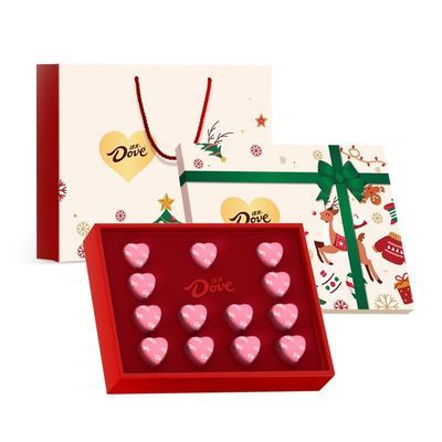 德芙心语13颗圣诞节礼盒牛奶夹心巧克力纯可可脂含手提袋