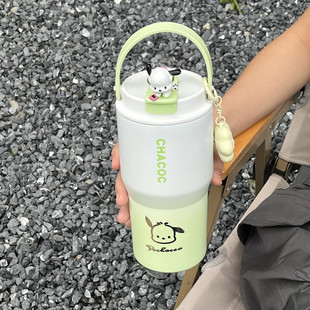 可爱手提水杯高颜值学生便携户外吸管杯 大容量保温杯女生2024新款
