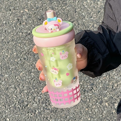 水杯女生吸管杯带茶隔玻璃杯子