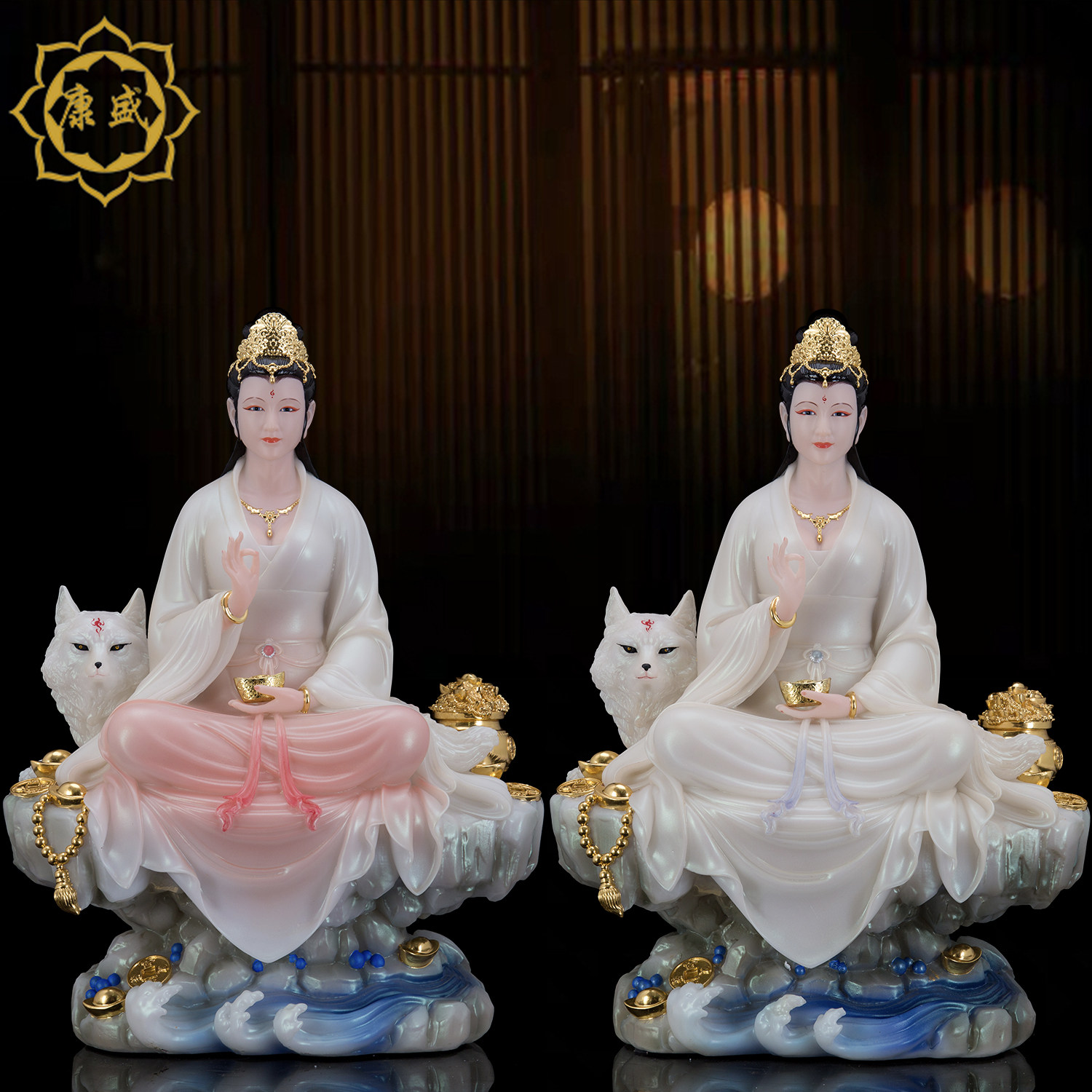 九姑娘神像实心汉白玉东北神像工艺品高端家居玄关桌面佛像摆件