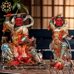 圣丰王天君神像全铜彩绘站王灵官铜像火神爷玄关善恶威灵显化天尊