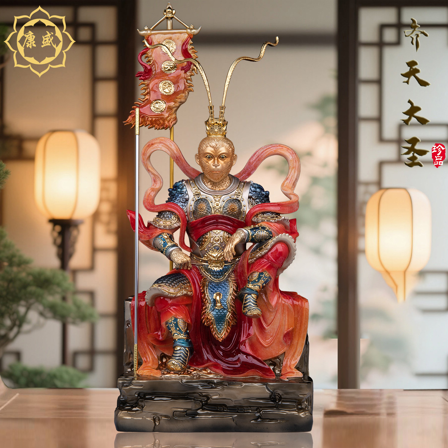 齐天大圣佛像孙悟空摆件汉白玉送礼斗战胜佛大圣爷像家用供奉摆件
