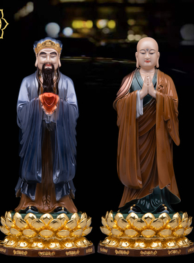 闵公道明菩萨佛像铜彩佛堂地藏王护法闵公道明佛像家用供奉摆件