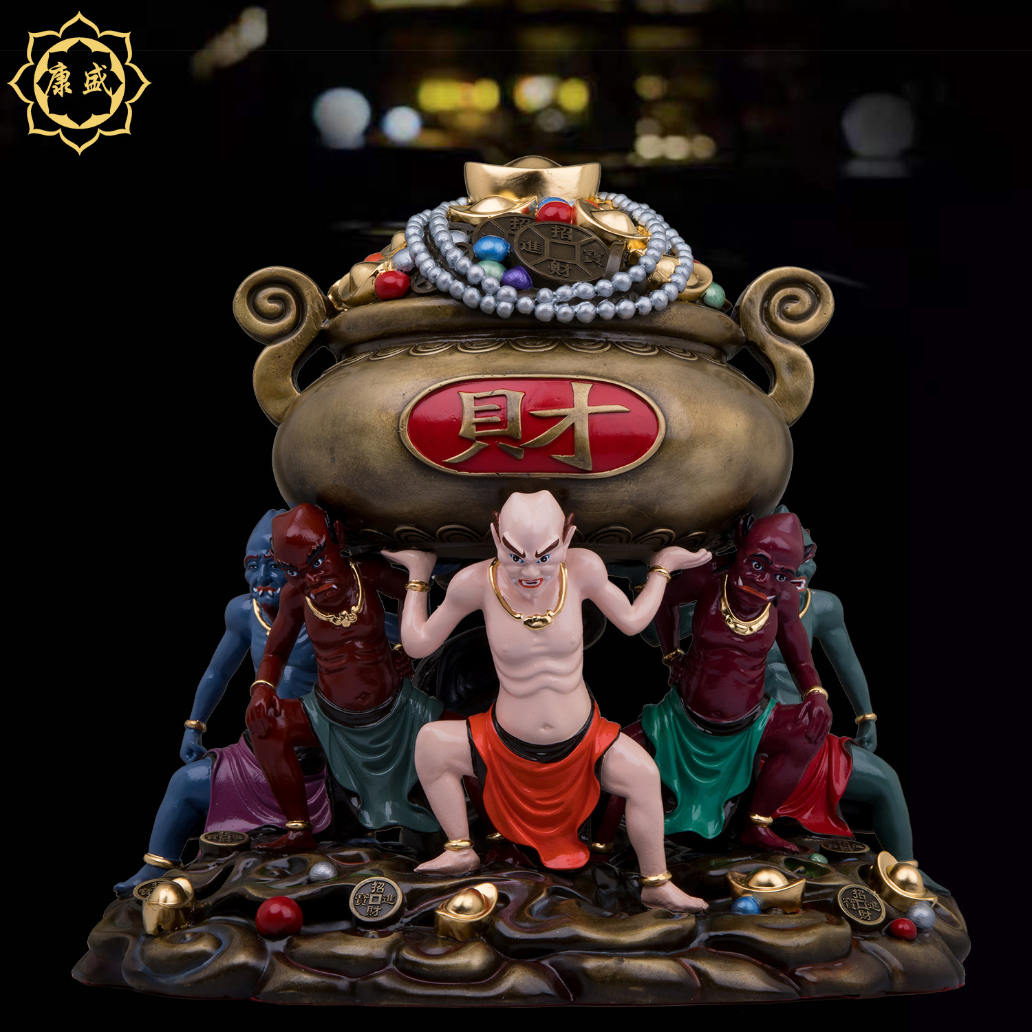 五鬼神像五鬼神像黄铜彩绘五灵公聚宝盆五方贵人家用桌面摆件,家居饰品,装饰摆件,淘宝优惠券,粉丝福利购,淘宝优惠卷