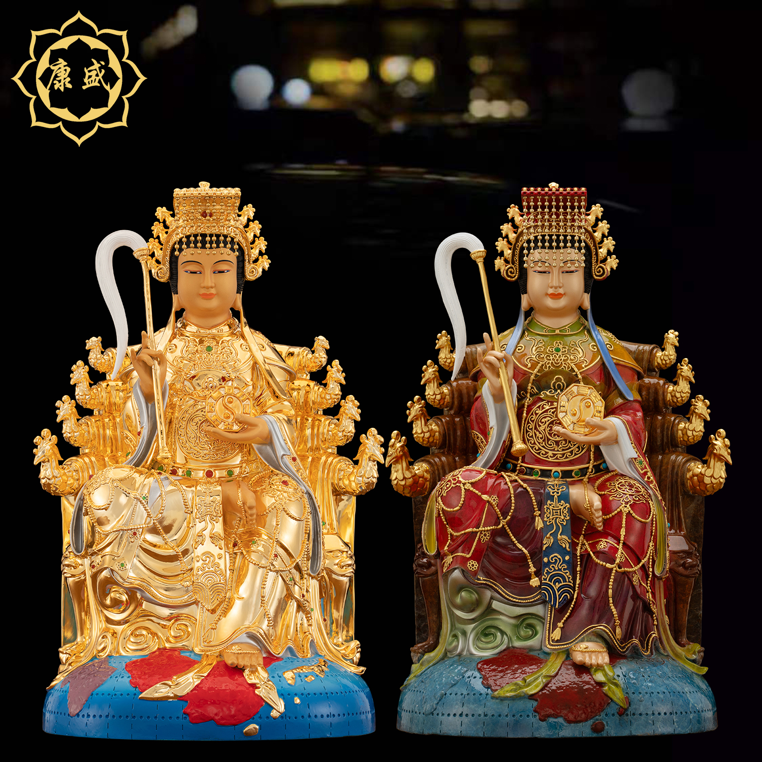 纯铜热着色地母娘娘神像九母后土元君大地之母元君夫人供奉摆件