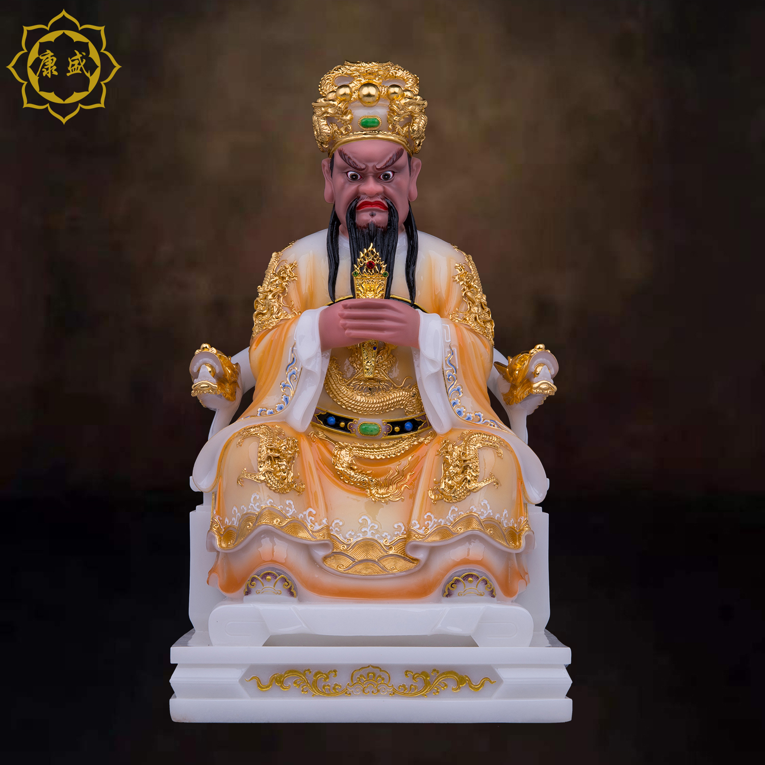 广济龙王五爷像汉白玉家用摆件