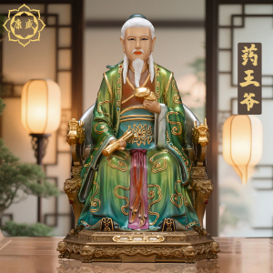 药王爷菩萨神像药王孙思邈医圣神医华佗像体真身铜像药店供奉摆件