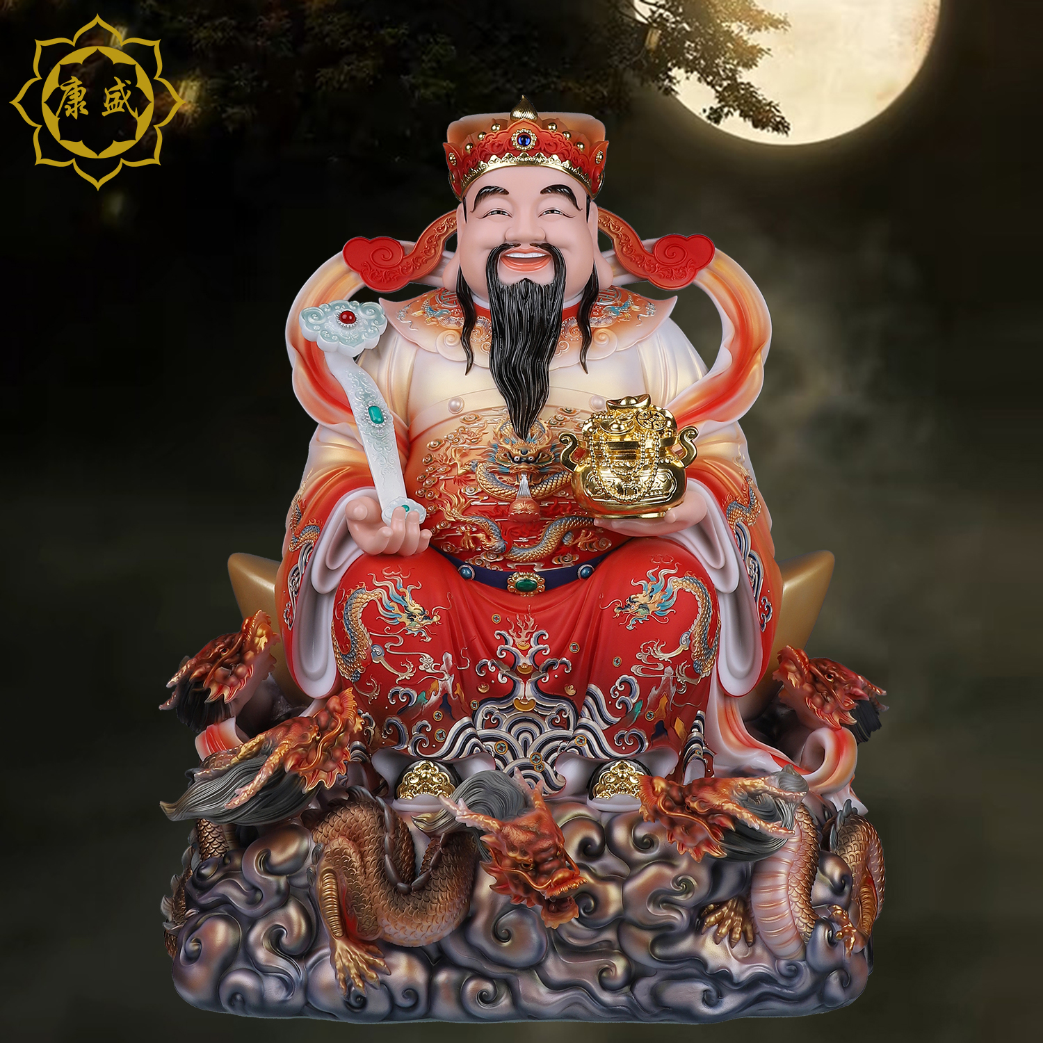 五路财神爷神像汉白玉文财神财源广进范蠡比干财神爷家用供奉摆件