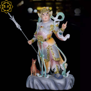 二郎神杨戬神像灌口二郎真君哮天犬天神汉白玉佛堂显圣真君像摆件