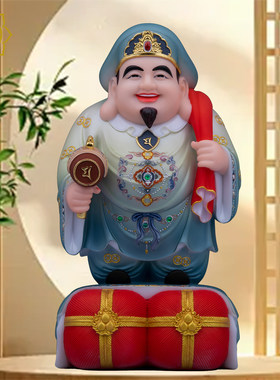 大黑天财神神像汉白玉红蓝密宗大富翁招财佛像家用供奉玄关密宗像