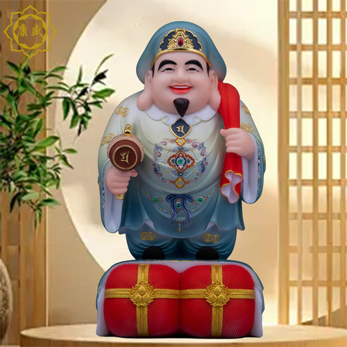 大黑天财神神像汉白玉红蓝密宗大富翁招财佛像家用供奉玄关密宗像