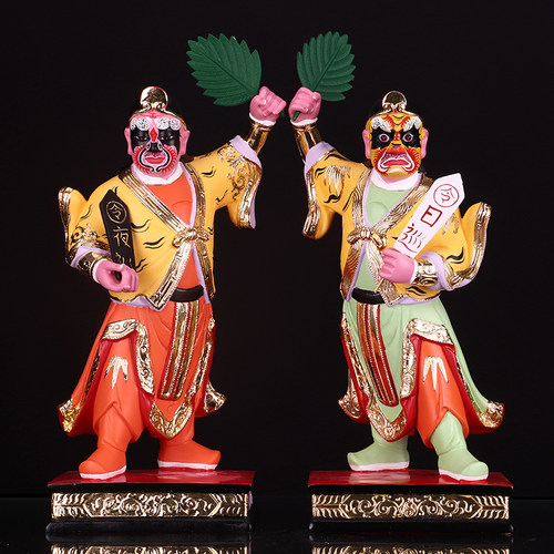 巡夜神像二使家用摆件