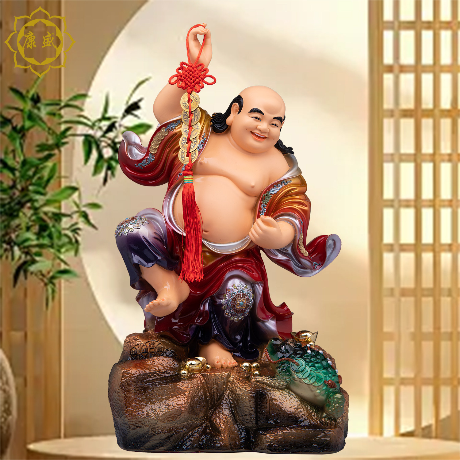 刘海戏金蟾像树脂三足金蟾旺财刘海神像财神摆件家用客厅玄关供奉