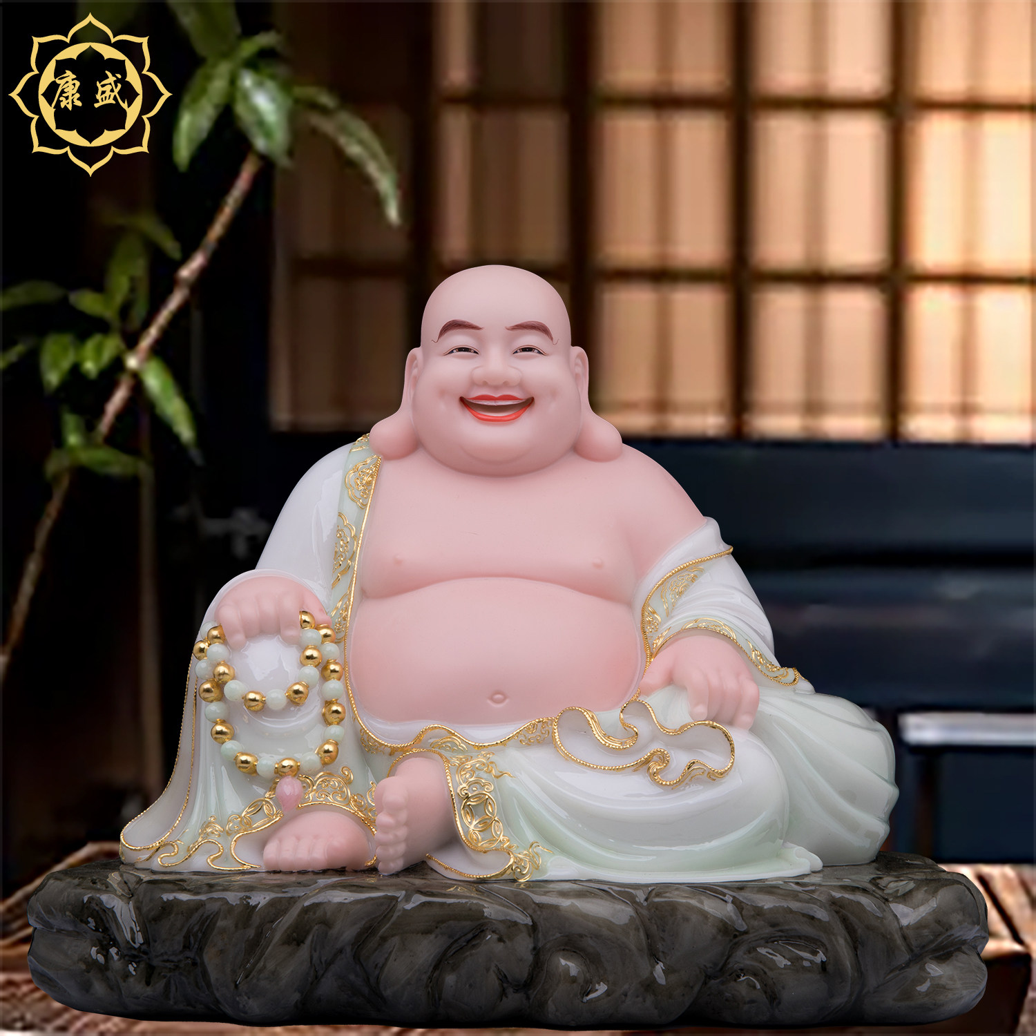 弥勒佛像大肚弥勒佛汉白玉八方来财弥勒佛布袋和尚店铺办公摆件