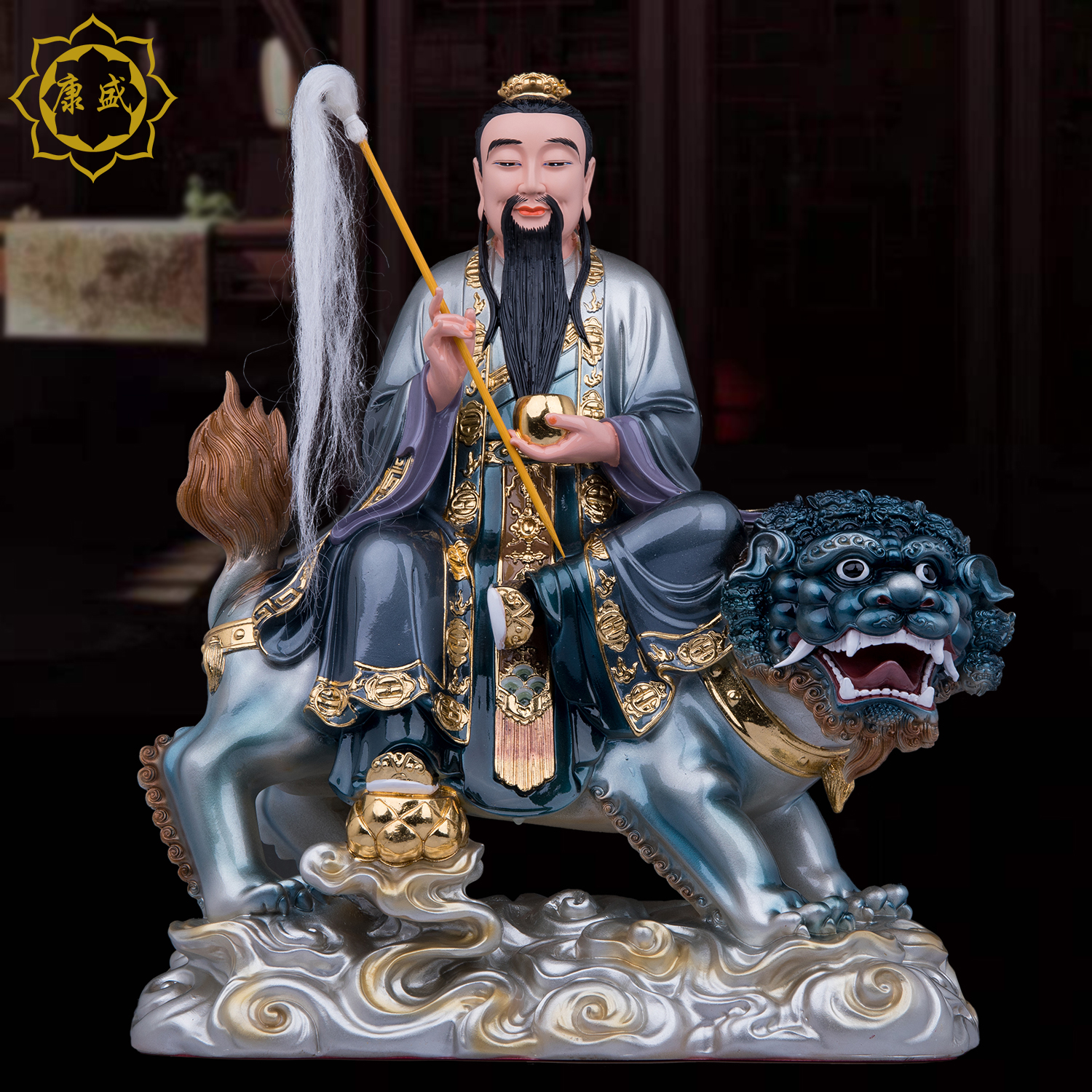 太乙救苦天尊神像康盛太乙天尊坐骑太乙真人像居家摆件树脂彩绘