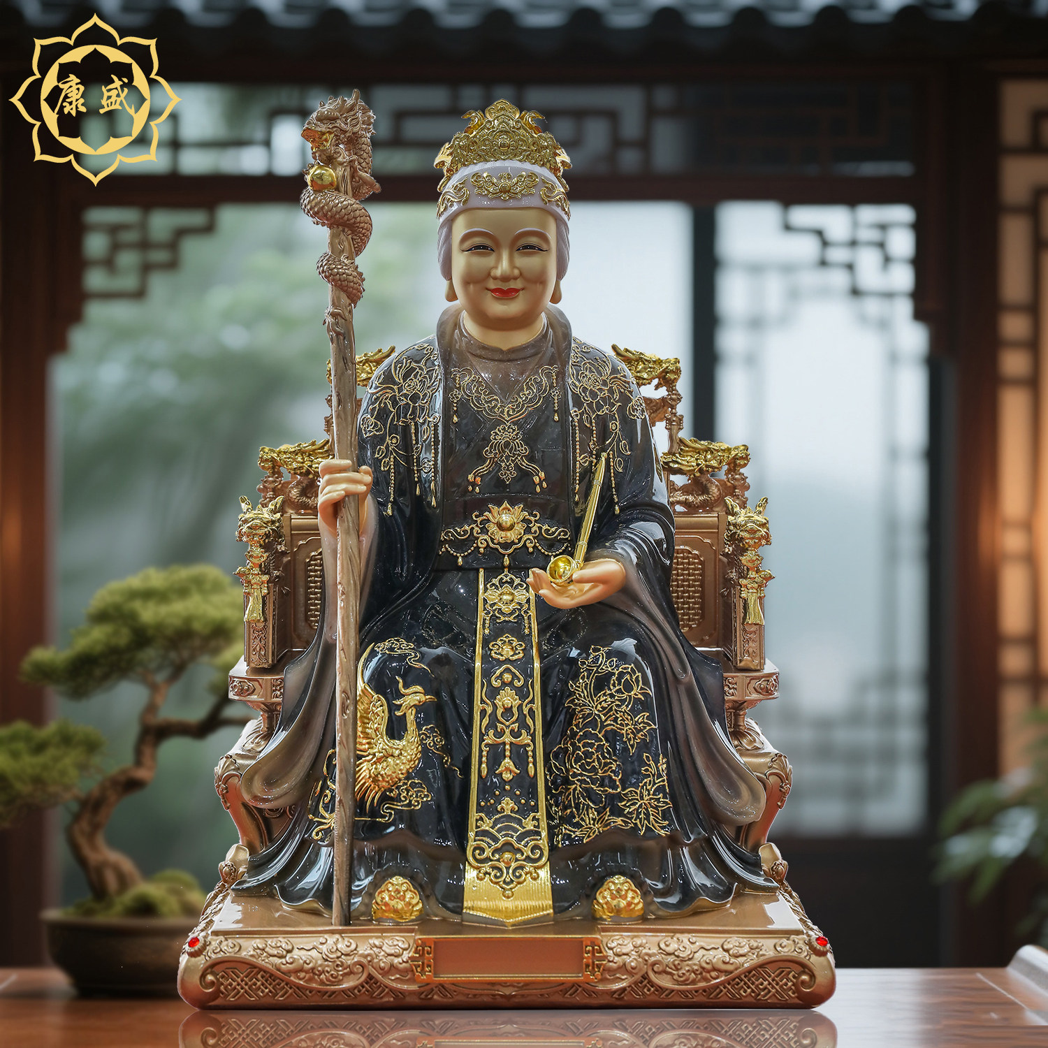 黑老太太神像汉白玉东北铁刹山黑妈妈像四大家族黑奶奶供奉摆件