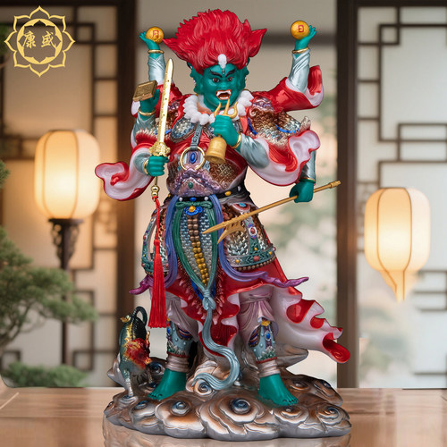 殷元帅神像汉白玉地司太岁统领殷郊元帅大天君殷元帅家用供奉摆件