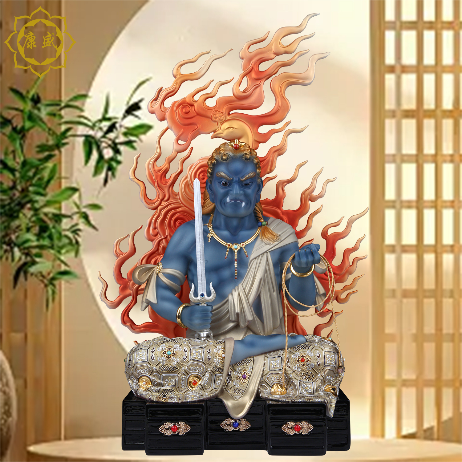 不动明王菩萨佛像汉白玉生肖属鸡守护神不动尊菩萨家用供奉摆件