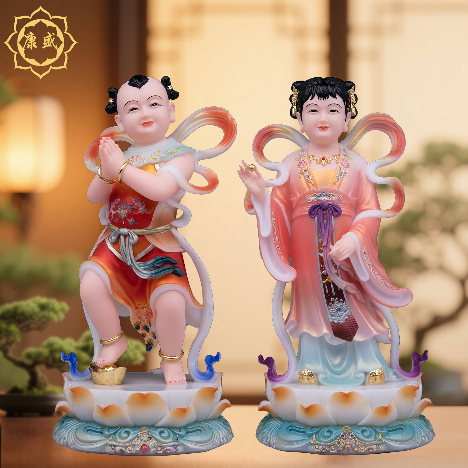 金童玉女神像善财童子龙女金童玉女像体童男童女真身佛像供奉摆件