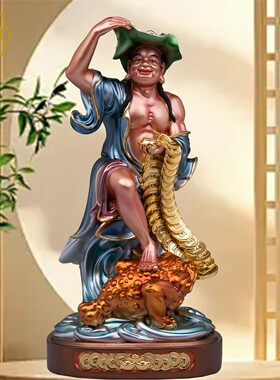 刘海戏金蟾家居供奉招财摆件树脂玻璃钢彩绘刘海神像三足金蟾摆件