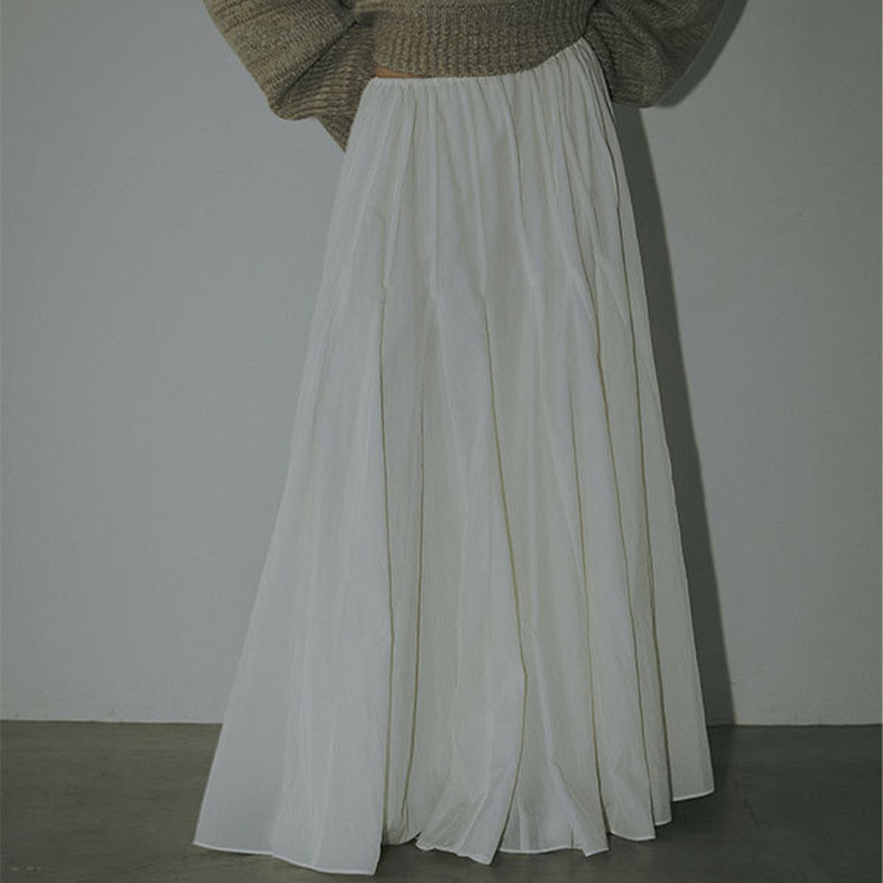 nothing written半身裙女25春秋季Etre褶皱大摆伞裙百褶蓬蓬长裙