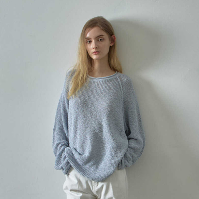 nothing written针织衫女25春夏FACADE PATTER圆领宽松慵懒风毛衣