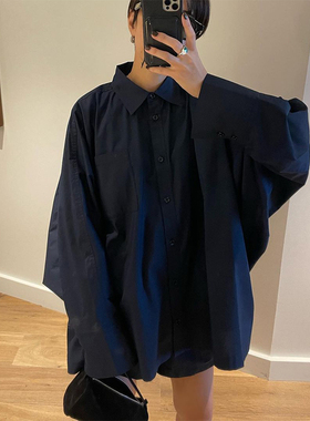 nothing written蓝色衬衫女春秋machatt宽松长袖甜美显瘦衬衣上衣