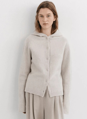 nothing written羊毛针织衫女2025冬新款moia连帽单排扣百搭毛衣