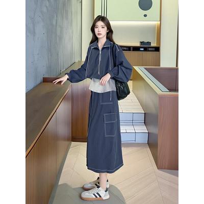 ROUMIKL休闲假两件上衣韩系慵懒风套装裙女秋冬日常通勤穿搭两件