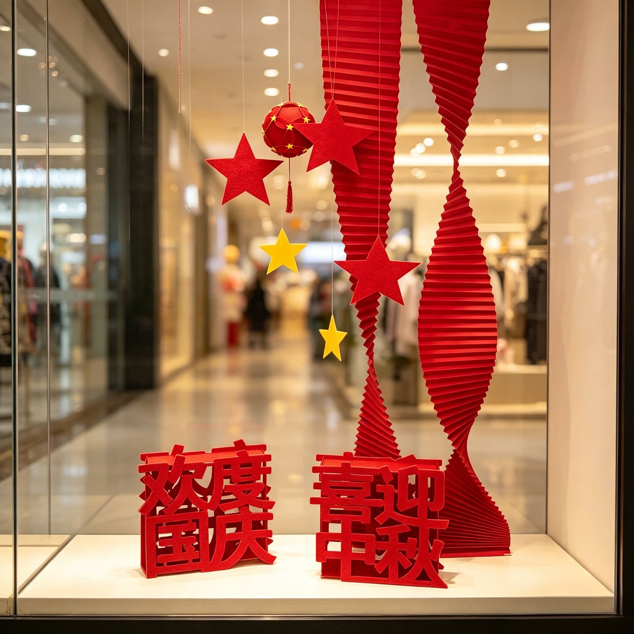 中秋国庆节氛围装饰品幼儿园商场店铺橱窗背景墙活动场景氛围布置图片