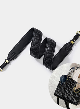 适用迪奥戴妃包改造黑色牛皮包带肩带斜挎宽肩带配件单肩包带子