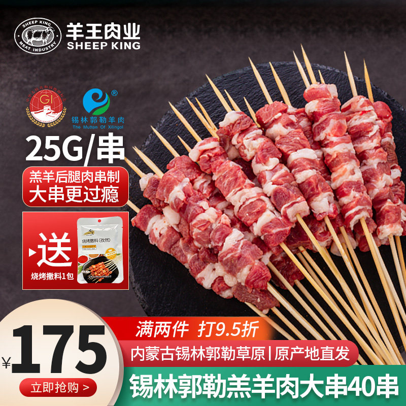 羊王肉业内蒙古苏尼特新鲜烧烤大串羊肉串半成品商用电烤炸串食材