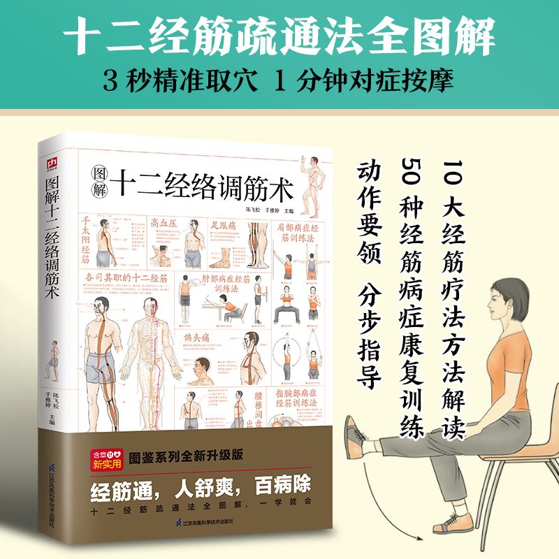 图解十二经络调筋术十二经筋疏通法全图解一学就会 50种经筋病症的康复训练 12种经筋功用介绍 10大经筋疗法方法解读