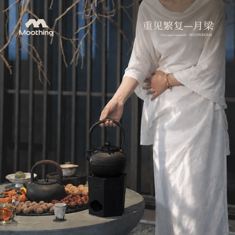 牧行铁壶茶壶套装铸铁壶中式茶具提梁壶便携烧水壶茶艺茶室布置