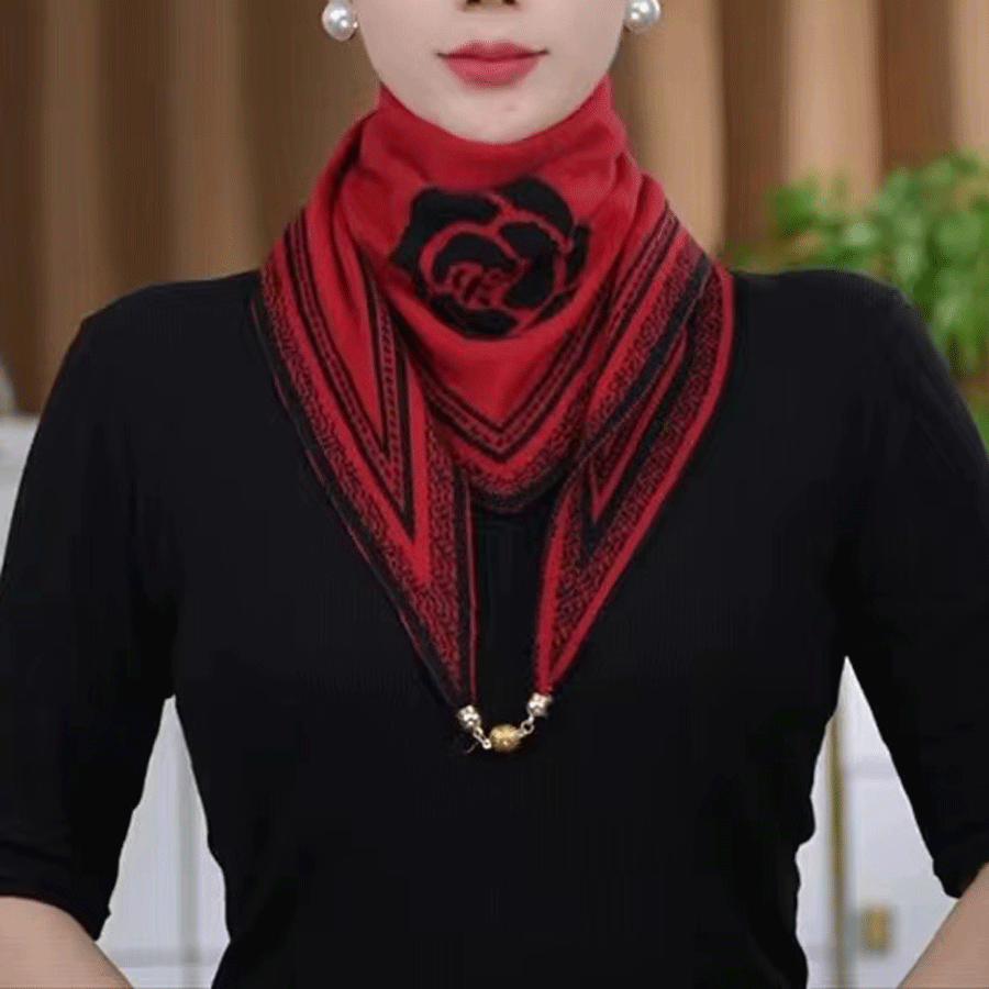 2024秋冬季新款时尚气质韩版百搭山茶花拼色磁扣三角围巾针织围脖,服饰配件/皮带/帽子/围巾,围巾/丝巾/披肩,淘宝优惠券,粉丝福利购,淘宝优惠卷