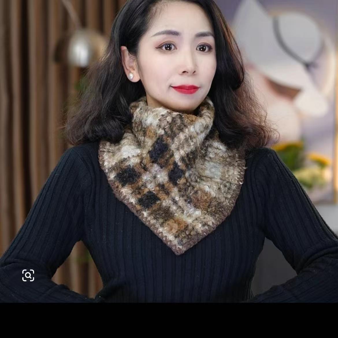 新款女士秋冬季百搭围巾英伦风格子套头三角巾护颈保暖加厚围脖