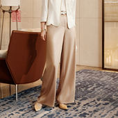 EP雅莹高端系列 6407A 新款 仿皮金色光泽感直筒阔腿裤 2025春季