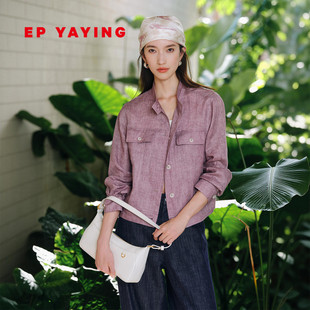 夹克 EP雅莹短外套女 100亚麻质感短款 立领长袖 1238A 2026春夏新款