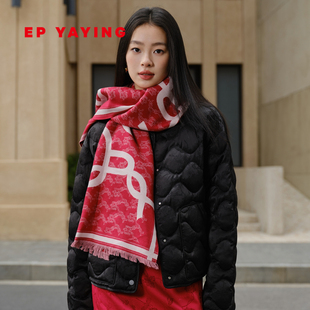 商场同款 双面真丝拉绒撞色宽幅围巾 W410A YAYING雅莹围巾