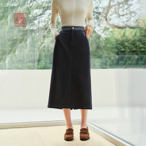 EP雅莹羊毛羊绒牛仔半裙