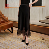 3201A 2025春夏新款 EP雅莹高端系列 黑色拼接设计感醋酸半身裙